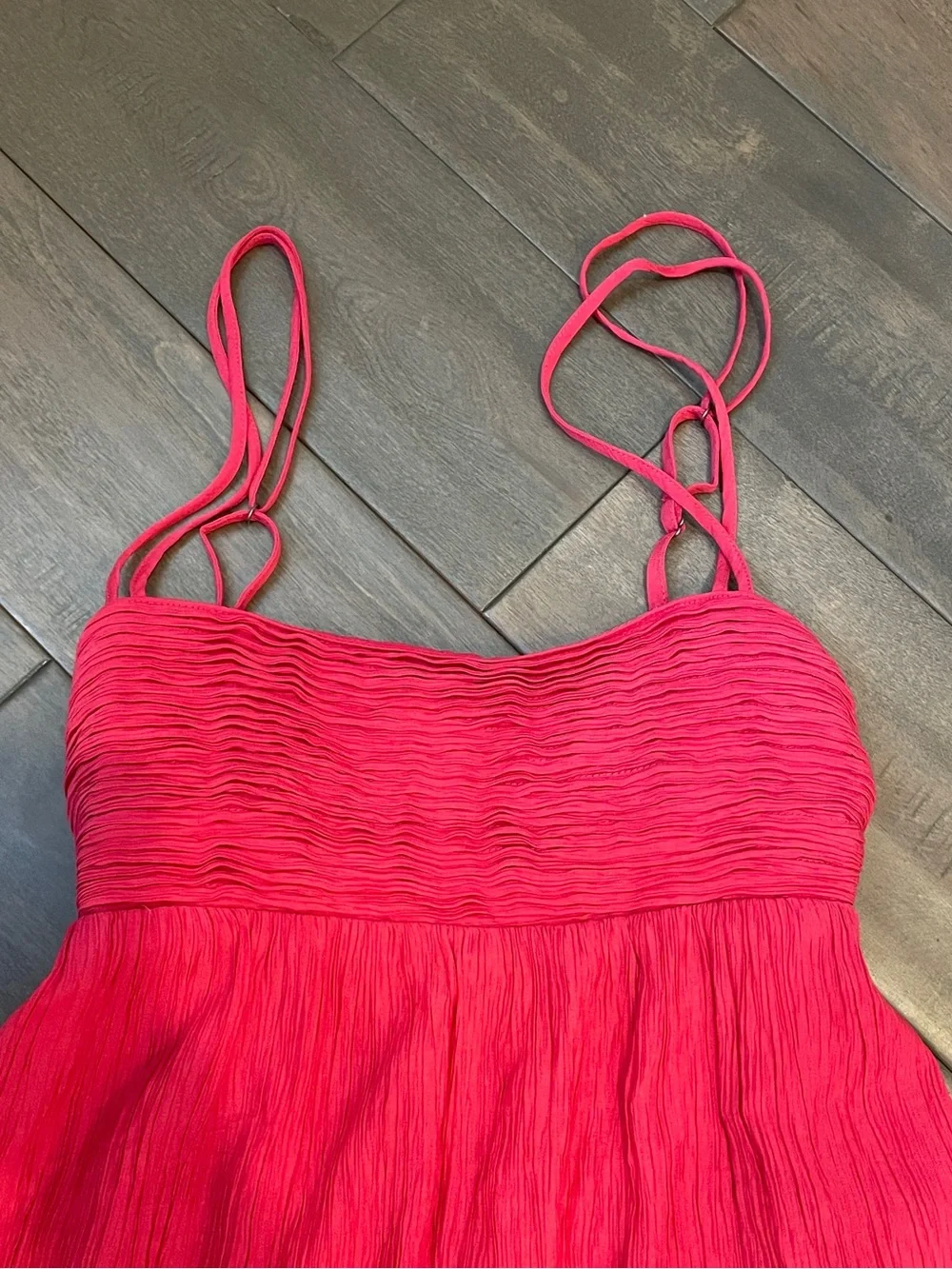 Abercrombie & Fitch Dark Coral Crinkle Textured Maxi Dress - Size XS Petite